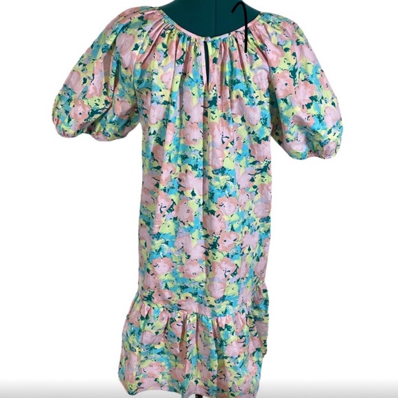 GB Square Neck Ruffle Hem Floral Poplin Dress NWOT - Picture 5 of 6